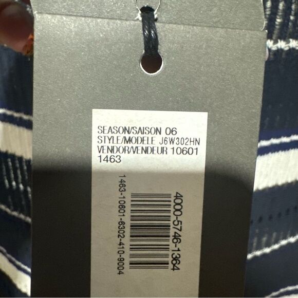 Armani Exchange Vintage Navy and White Open Weave Knit Striped Sweater - Picture 5 of 6